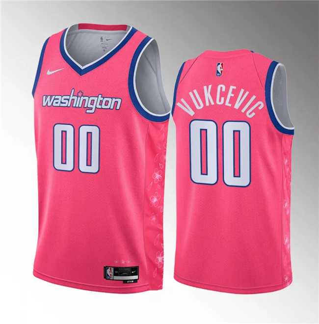 Men's Washington Wizards #00 Tristan Vukcevic Pink 2023 Draft City Edition Stitched Jersey Dzhi